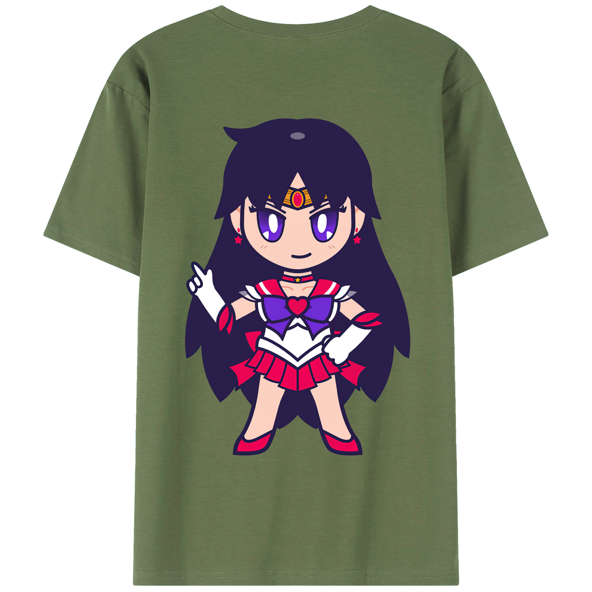 （画像用） 美少女戦士セーラームーン 火野レイ ひの レイ Sailor Moon Hino Rei （セーラーマーズ,Sailor Mars） 綿100％ メンズ半袖Tシャツ（バックプリント） 通気性